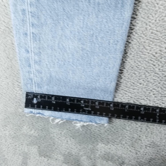 Levis 501 Jeans Womens 31 Blue Skinny Button Fly Light Wash Faded Raw Hem Boho - Picture 9 of 11